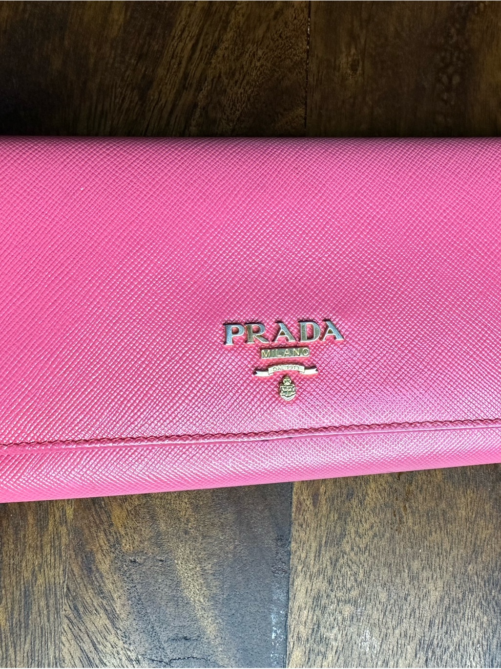 Authentic Pre-Loved Prada Hot Pink Saffiano Leather Continental Wallet